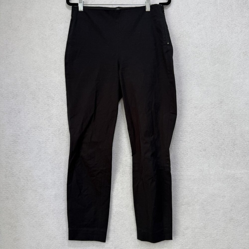Everlane Pants Womens 6 Black High Rise Straight Leg Side Zip Stretch Cotton